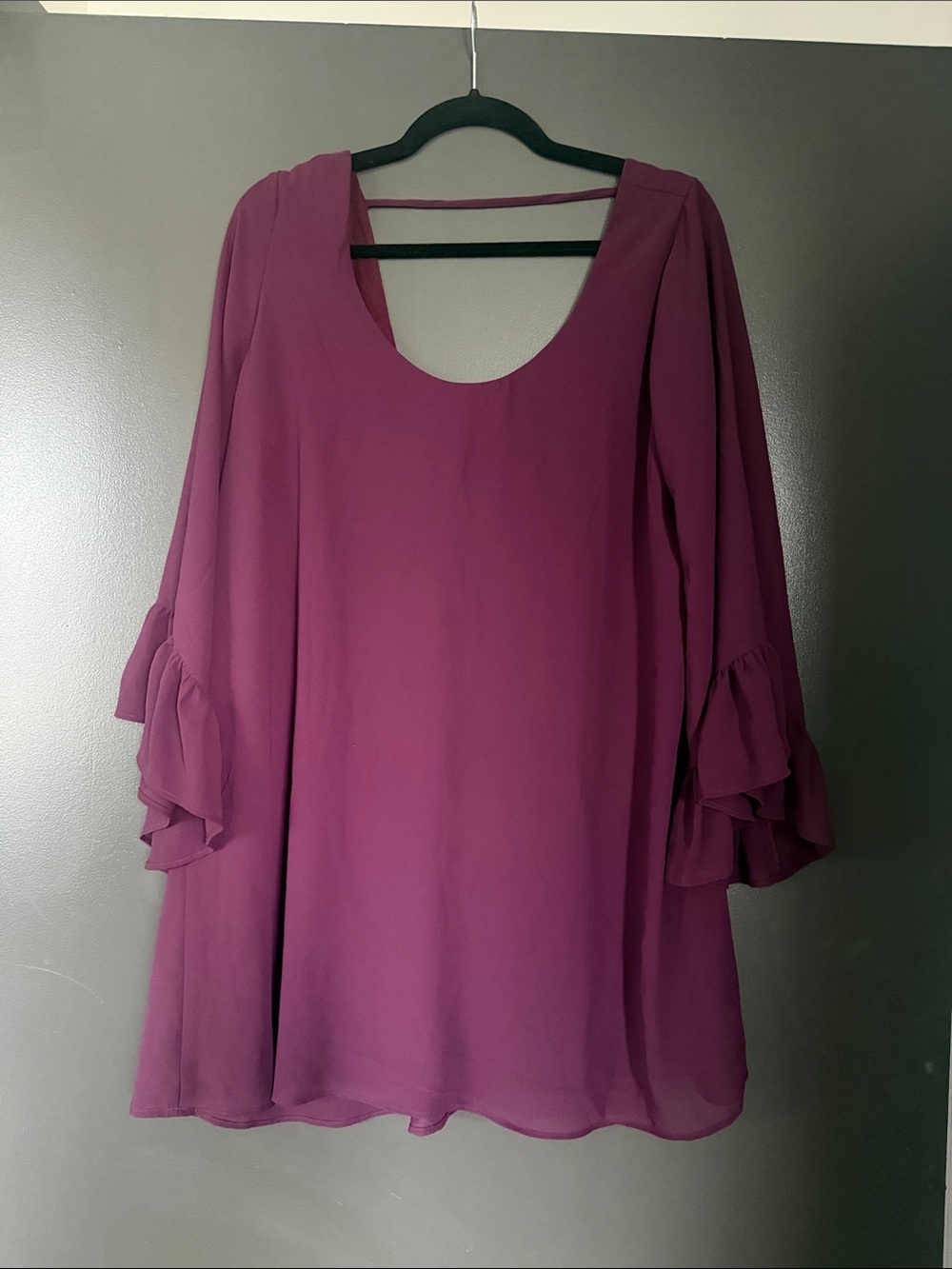Show Me Your Mumu Plum Ruffle Sleeve Mini Dress